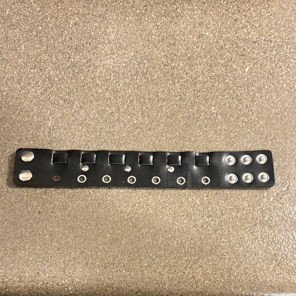 Black Leather Bracelet with Silver Accents